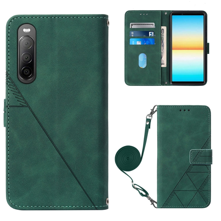 Custodia per cellulare in pelle con flip in rilievo 3D a tracolla, For Sony Xperia 1 V, For Sony Xperia 10 V, For Sony Xperia 10 IV, For Sony Xperia 10 III/10 III Lite