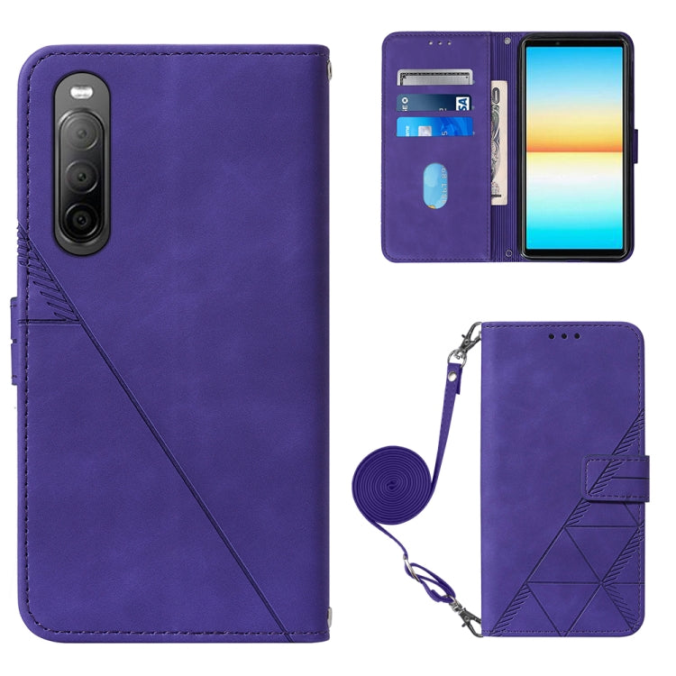 Custodia per cellulare in pelle con flip in rilievo 3D a tracolla, For Sony Xperia 1 V, For Sony Xperia 10 V, For Sony Xperia 10 IV, For Sony Xperia 10 III/10 III Lite