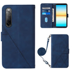 Custodia per cellulare in pelle con flip in rilievo 3D a tracolla, For Sony Xperia 1 V, For Sony Xperia 10 V, For Sony Xperia 10 IV, For Sony Xperia 10 III/10 III Lite