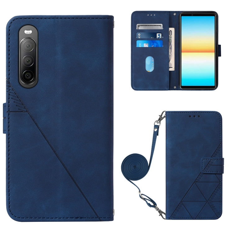 Custodia per cellulare in pelle con flip in rilievo 3D a tracolla, For Sony Xperia 1 V, For Sony Xperia 10 V, For Sony Xperia 10 IV, For Sony Xperia 10 III/10 III Lite