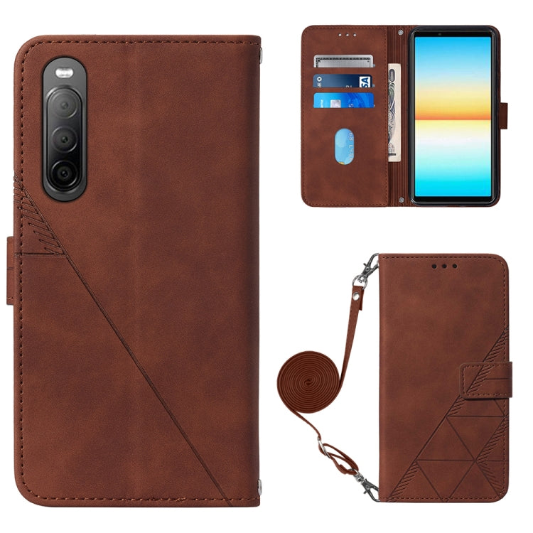 Custodia per cellulare in pelle con flip in rilievo 3D a tracolla, For Sony Xperia 1 V, For Sony Xperia 10 V, For Sony Xperia 10 IV, For Sony Xperia 10 III/10 III Lite