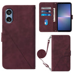 Custodia per cellulare in pelle con flip in rilievo 3D a tracolla, For Sony Xperia 10 VI, For Sony Xperia 1 VI, For Sony Xperia 5 VI, For Sony Xperia 5 V