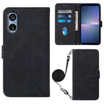 Custodia per cellulare in pelle con flip in rilievo 3D a tracolla, For Sony Xperia 10 VI, For Sony Xperia 1 VI, For Sony Xperia 5 VI, For Sony Xperia 5 V