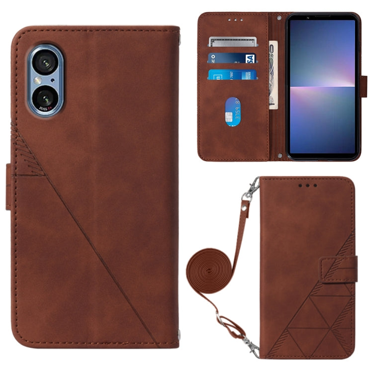 Custodia per cellulare in pelle con flip in rilievo 3D a tracolla, For Sony Xperia 10 VI, For Sony Xperia 1 VI, For Sony Xperia 5 VI, For Sony Xperia 5 V