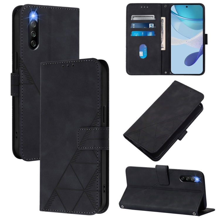Custodia per cellulare in pelle con flip in rilievo 3D a tracolla, For Sony Xperia 1 V, For Sony Xperia 10 V, For Sony Xperia 10 IV, For Sony Xperia 10 III/10 III Lite