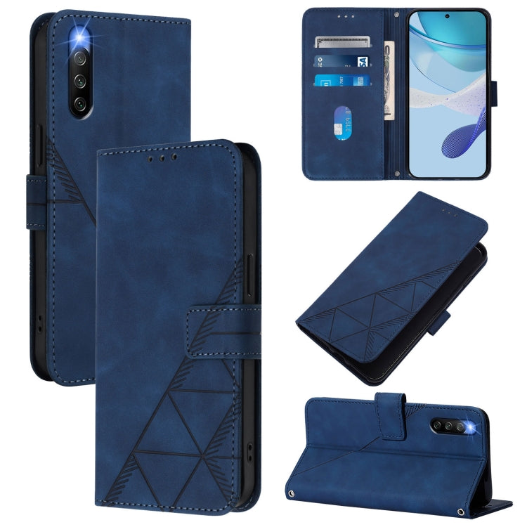 Custodia per cellulare in pelle con flip in rilievo 3D a tracolla, For Sony Xperia 1 V, For Sony Xperia 10 V, For Sony Xperia 10 IV, For Sony Xperia 10 III/10 III Lite