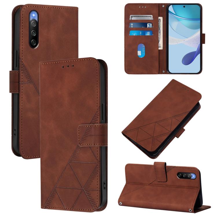 Custodia per cellulare in pelle con flip in rilievo 3D a tracolla, For Sony Xperia 1 V, For Sony Xperia 10 V, For Sony Xperia 10 IV, For Sony Xperia 10 III/10 III Lite