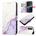 Cassa del telefono di cuoio di vibrazione del modello di marmo PT003, For Sony Xperia 5 V, For Sony Xperia 1 V, For Sony Xperia 10 V, For Sony Xperia 10 IV