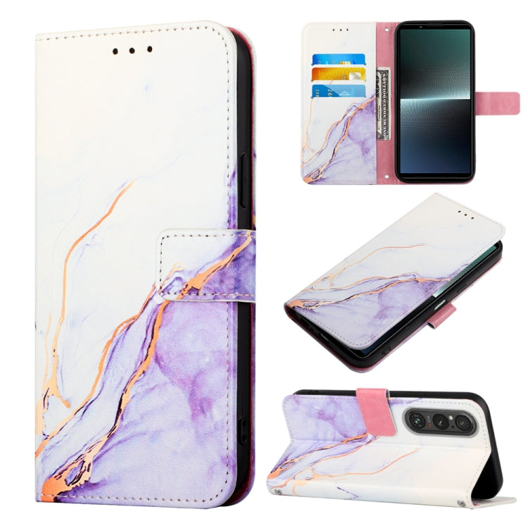 Cassa del telefono di cuoio di vibrazione del modello di marmo PT003, For Sony Xperia 5 V, For Sony Xperia 1 V, For Sony Xperia 10 V, For Sony Xperia 10 IV