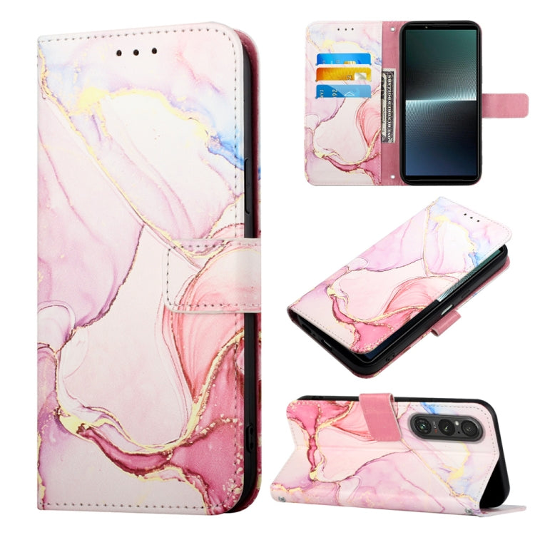 Cassa del telefono di cuoio di vibrazione del modello di marmo PT003, For Sony Xperia 5 V, For Sony Xperia 1 V, For Sony Xperia 10 V, For Sony Xperia 10 IV