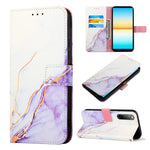 Cassa del telefono di cuoio di vibrazione del modello di marmo PT003, For Sony Xperia 5 V, For Sony Xperia 1 V, For Sony Xperia 10 V, For Sony Xperia 10 IV