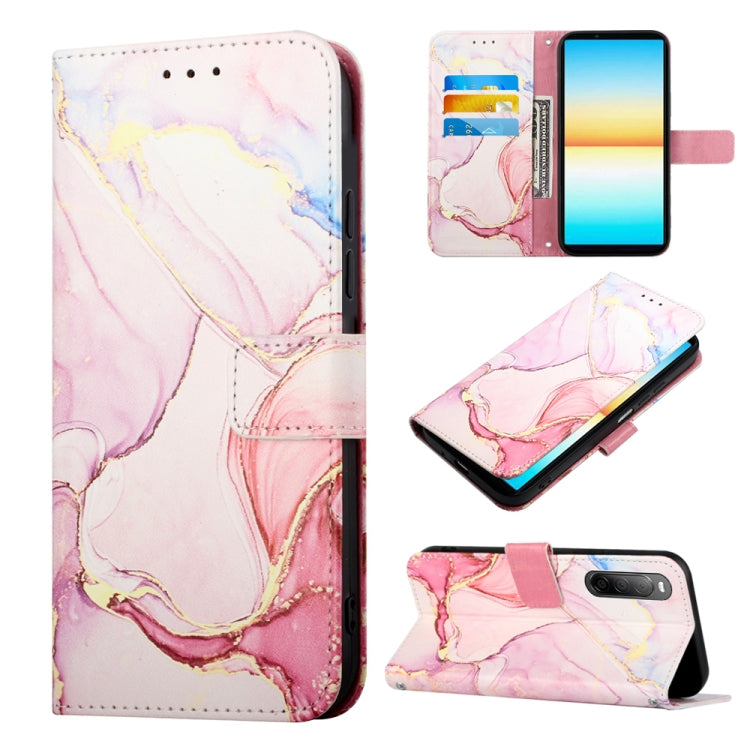 Cassa del telefono di cuoio di vibrazione del modello di marmo PT003, For Sony Xperia 5 V, For Sony Xperia 1 V, For Sony Xperia 10 V, For Sony Xperia 10 IV