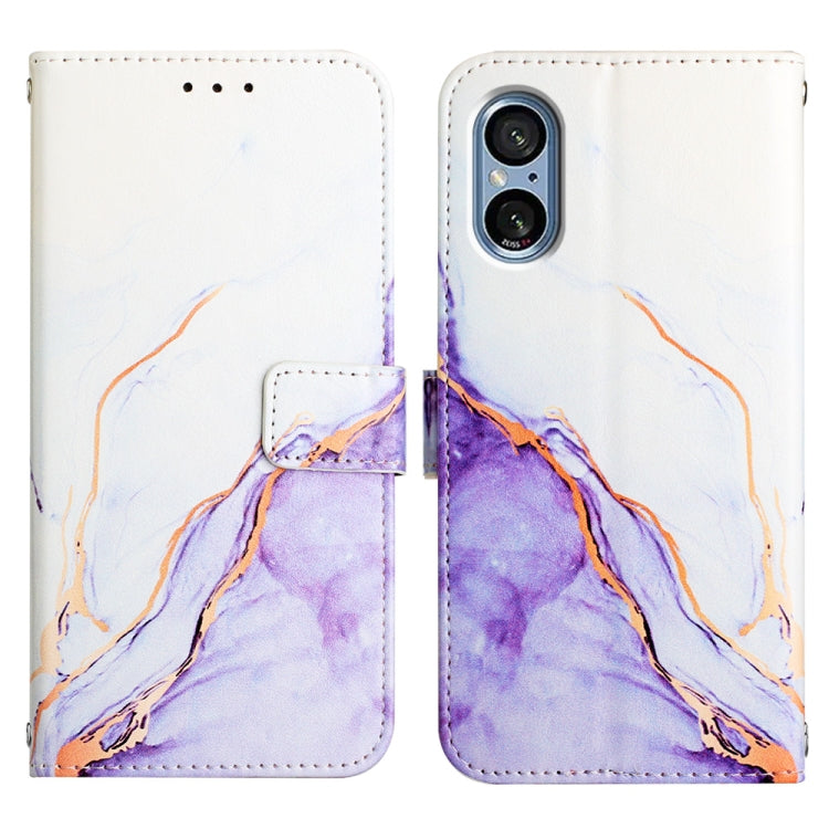 Cassa del telefono di cuoio di vibrazione del modello di marmo PT003, For Sony Xperia 5 V, For Sony Xperia 1 V, For Sony Xperia 10 V, For Sony Xperia 10 IV