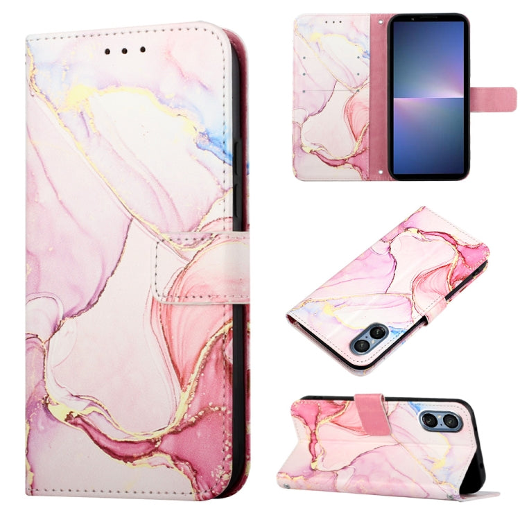 Cassa del telefono di cuoio di vibrazione del modello di marmo PT003, For Sony Xperia 5 V, For Sony Xperia 1 V, For Sony Xperia 10 V, For Sony Xperia 10 IV