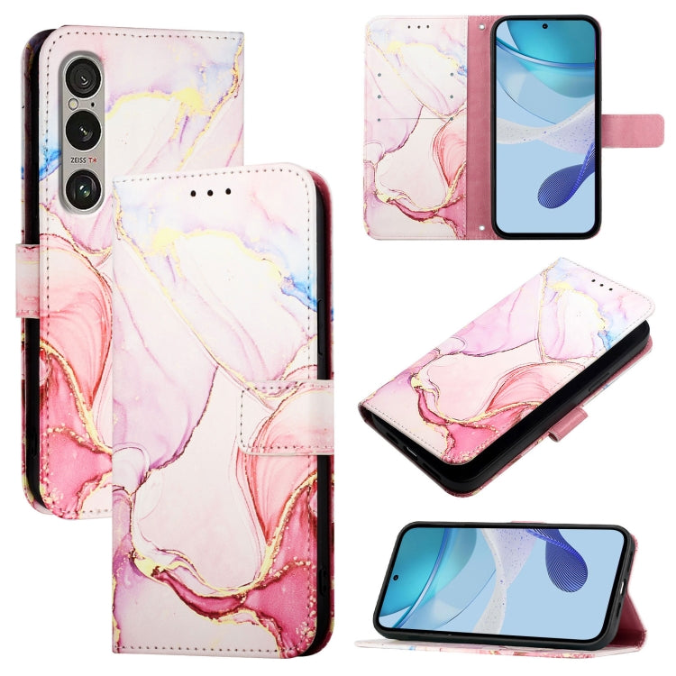Cassa del telefono di cuoio di vibrazione del modello di marmo PT003, For Sony Xperia 1 VIII, For Sony Xperia 10 VI, For Sony Xperia 1 VI, For Sony Xperia 5 VI