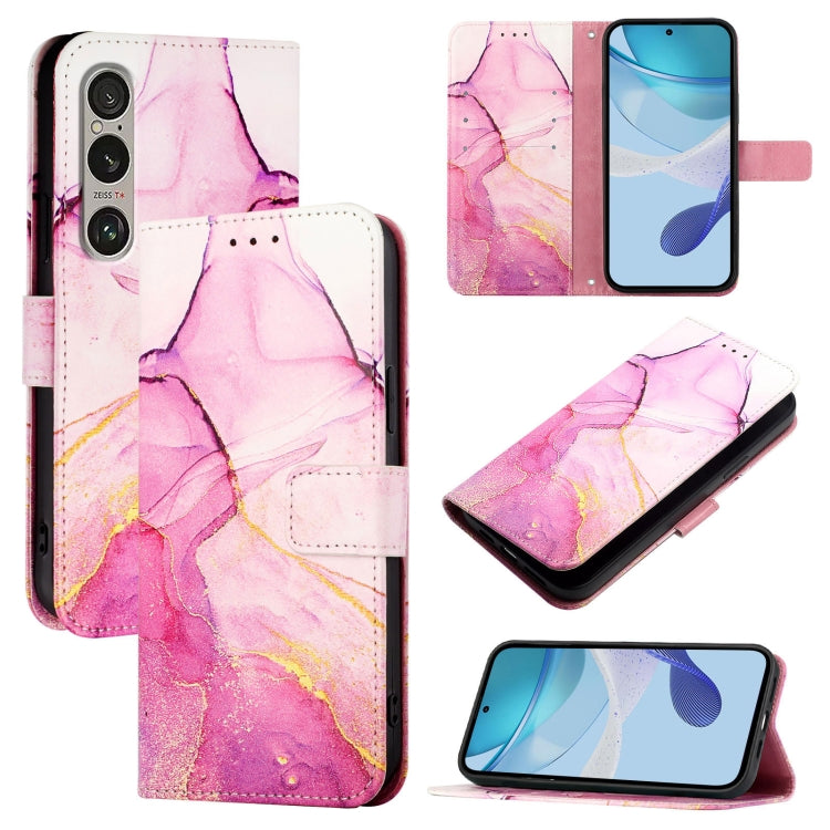 Cassa del telefono di cuoio di vibrazione del modello di marmo PT003, For Sony Xperia 1 VIII, For Sony Xperia 10 VI, For Sony Xperia 1 VI, For Sony Xperia 5 VI