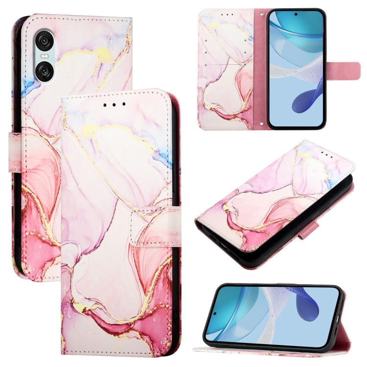 Cassa del telefono di cuoio di vibrazione del modello di marmo PT003, For Sony Xperia 1 VIII, For Sony Xperia 10 VI, For Sony Xperia 1 VI, For Sony Xperia 5 VI