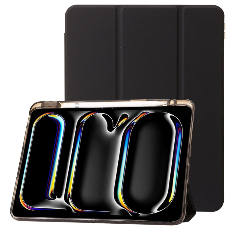 Custodia per tablet in pelle a 3 pieghe in acrilico trasparente, For iPad Pro 13 2024, For iPad Pro 11 2024