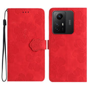 Custodia per cellulare in pelle con motivo floreale in rilievo, For Xiaomi Redmi Note 12S
