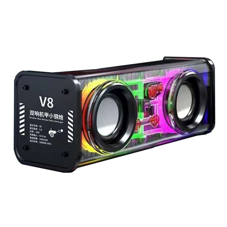 Altoparlante Bluetooth wireless con subwoofer TWS meccanico trasparente V8, V8