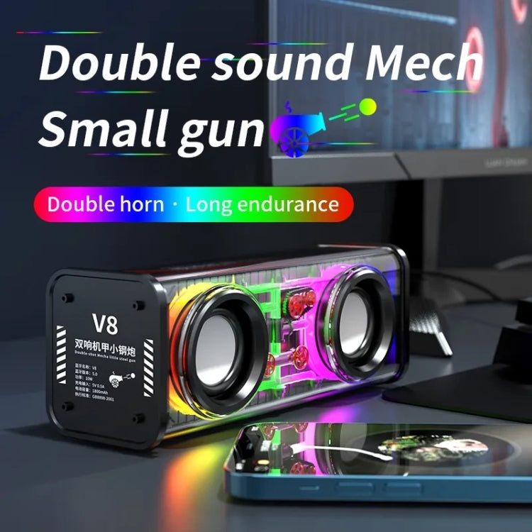 Altoparlante Bluetooth wireless con subwoofer TWS meccanico trasparente V8, V8