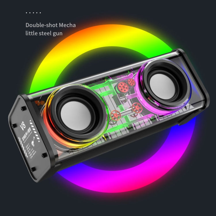 Altoparlante Bluetooth wireless con subwoofer TWS meccanico trasparente V8, V8