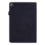 Custodia in pelle goffrata con design a doppia piegatura modello vitello con supporto e fessure per carte e portapenne e fascia elastica, For Huawei MatePad T8, For Huawei MediaPad M6 8.4