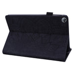 Custodia in pelle goffrata con design a doppia piegatura modello vitello con supporto e fessure per carte e portapenne e fascia elastica, For Huawei MatePad T8, For Huawei MediaPad M6 8.4