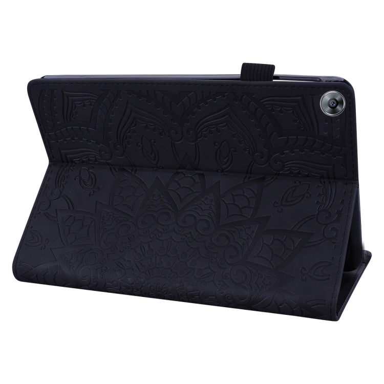 Custodia in pelle goffrata con design a doppia piegatura modello vitello con supporto e fessure per carte e portapenne e fascia elastica, For Huawei MatePad T8, For Huawei MediaPad M6 8.4