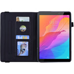 Custodia in pelle goffrata con design a doppia piegatura modello vitello con supporto e fessure per carte e portapenne e fascia elastica, For Huawei MatePad T8, For Huawei MediaPad M6 8.4