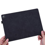 Custodia in pelle goffrata con design a doppia piegatura modello vitello con supporto e fessure per carte e portapenne e fascia elastica, For Huawei MatePad T8, For Huawei MediaPad M6 8.4