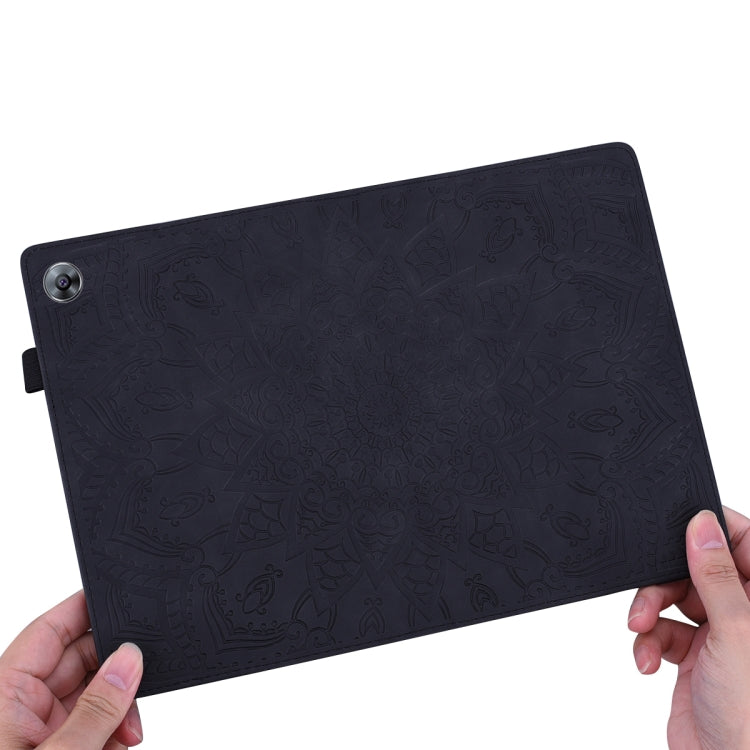 Custodia in pelle goffrata con design a doppia piegatura modello vitello con supporto e fessure per carte e portapenne e fascia elastica, For Huawei MatePad T8, For Huawei MediaPad M6 8.4