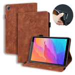 Custodia in pelle goffrata con design a doppia piegatura modello vitello con supporto e fessure per carte e portapenne e fascia elastica, For Huawei MatePad T8, For Huawei MediaPad M6 8.4