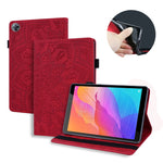 Custodia in pelle goffrata con design a doppia piegatura modello vitello con supporto e fessure per carte e portapenne e fascia elastica, For Huawei MatePad T8, For Huawei MediaPad M6 8.4