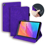 Custodia in pelle goffrata con design a doppia piegatura modello vitello con supporto e fessure per carte e portapenne e fascia elastica, For Huawei MatePad T8, For Huawei MediaPad M6 8.4