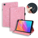 Custodia in pelle goffrata con design a doppia piegatura modello vitello con supporto e fessure per carte e portapenne e fascia elastica, For Huawei MatePad T8, For Huawei MediaPad M6 8.4
