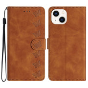 Custodia in pelle goffrata per iPhone con farfalle