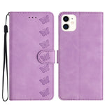 Custodia in pelle goffrata con farfalle per iPhone 12 e 13