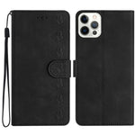 Custodia in pelle goffrata con farfalle per iPhone 12 e 13
