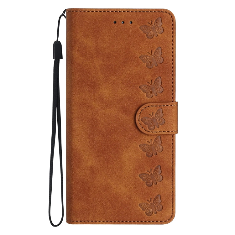 Custodia per telefono in pelle goffrata con sette farfalle, For iPhone 16, For iPhone 15 Pro Max, For iPhone 15 Pro, For iPhone 15 Plus