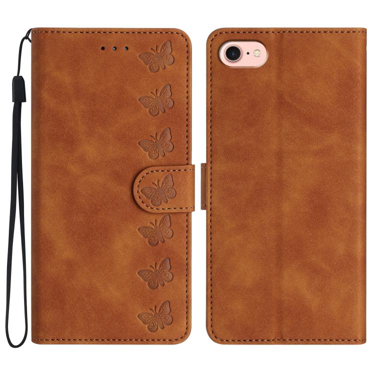 Custodia per telefono in pelle goffrata con sette farfalle, For iPhone 16e, For iPhone 16 Pro Max, For iPhone 16 Pro, For iPhone 16 Plus