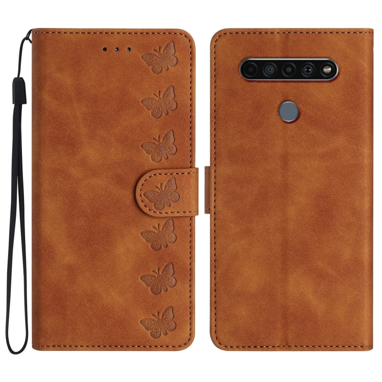 Custodia per telefono in pelle goffrata con sette farfalle, For LG K50, For LG K51S, For LG K61