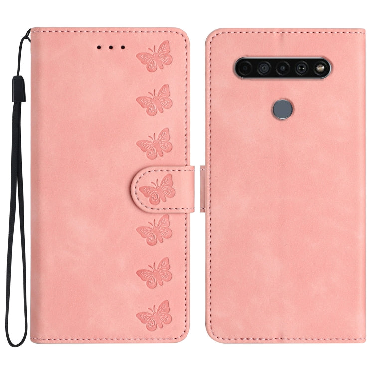 Custodia per telefono in pelle goffrata con sette farfalle, For LG K50, For LG K51S, For LG K61