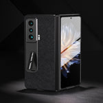 Custodia per telefono in vera pelle con trama incrociata integrata con supporto, For Honor Magic Vs, For OPPO Find N2