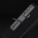 Custodia per telefono in vera pelle con trama incrociata integrata con supporto, For Honor Magic Vs, For OPPO Find N2