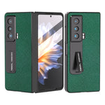 Custodia per telefono in vera pelle con trama incrociata integrata con supporto, For Honor Magic Vs, For OPPO Find N2