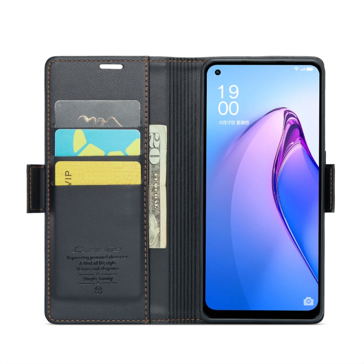 Custodia per telefono in pelle antifurto RFID CaseMe 023 con fibbia a farfalla, For OPPO Reno8 Lite Global, For OPPO F21 Pro 5G Globa/Reno8 Z Global, For OPPO Reno7 4G Indonesia/F21 Pro 4G/Reno8 4G, For OPPO Reno8 T 5G/A1 Pro 5G