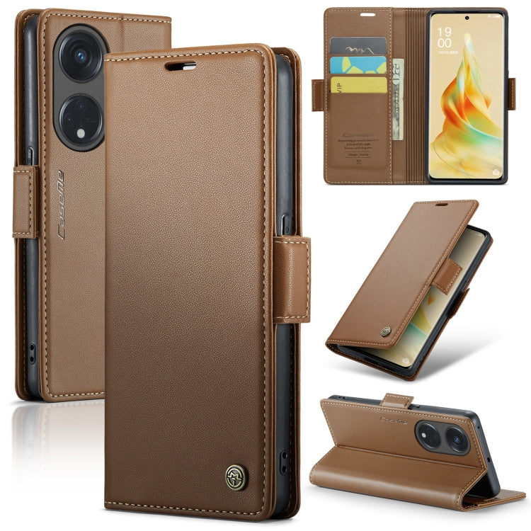 Custodia per telefono in pelle antifurto RFID CaseMe 023 con fibbia a farfalla, For OPPO Reno8 Lite Global, For OPPO F21 Pro 5G Globa/Reno8 Z Global, For OPPO Reno7 4G Indonesia/F21 Pro 4G/Reno8 4G, For OPPO Reno8 T 5G/A1 Pro 5G