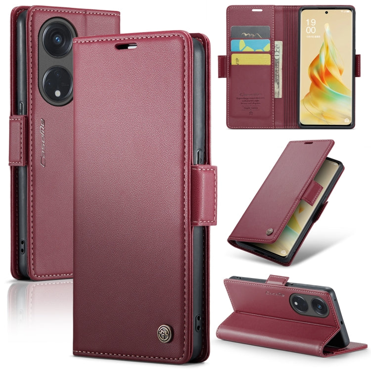 Custodia per telefono in pelle antifurto RFID CaseMe 023 con fibbia a farfalla, For OPPO Reno8 Lite Global, For OPPO F21 Pro 5G Globa/Reno8 Z Global, For OPPO Reno7 4G Indonesia/F21 Pro 4G/Reno8 4G, For OPPO Reno8 T 5G/A1 Pro 5G