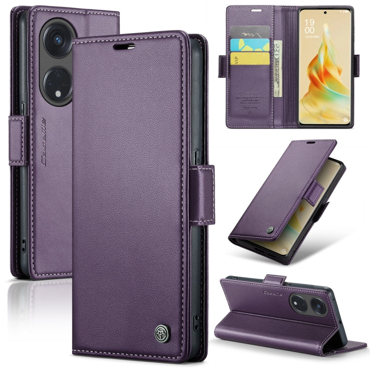 Custodia per telefono in pelle antifurto RFID CaseMe 023 con fibbia a farfalla, For OPPO Reno8 Lite Global, For OPPO F21 Pro 5G Globa/Reno8 Z Global, For OPPO Reno7 4G Indonesia/F21 Pro 4G/Reno8 4G, For OPPO Reno8 T 5G/A1 Pro 5G